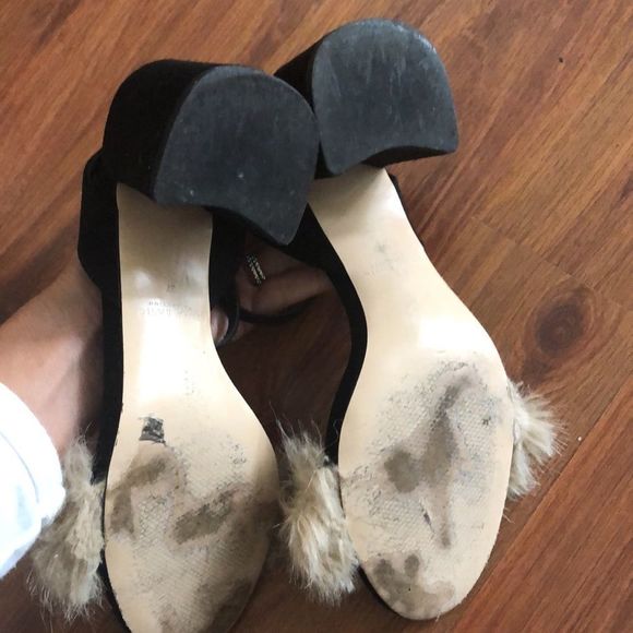 Zara Fur sandals. Size 7 black beige - Picture 3 of 8